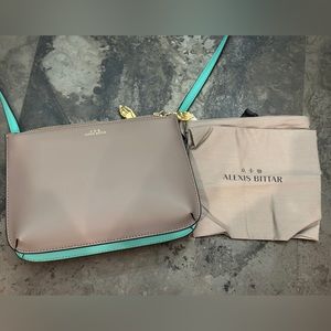 New with tags, Alexis Bittar crossbody purse - taupe and teal
